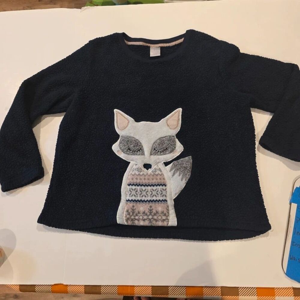 Fox Applique Fleece Sweatshirt XL Woodland Cottagecore Grandmacore Cozy
